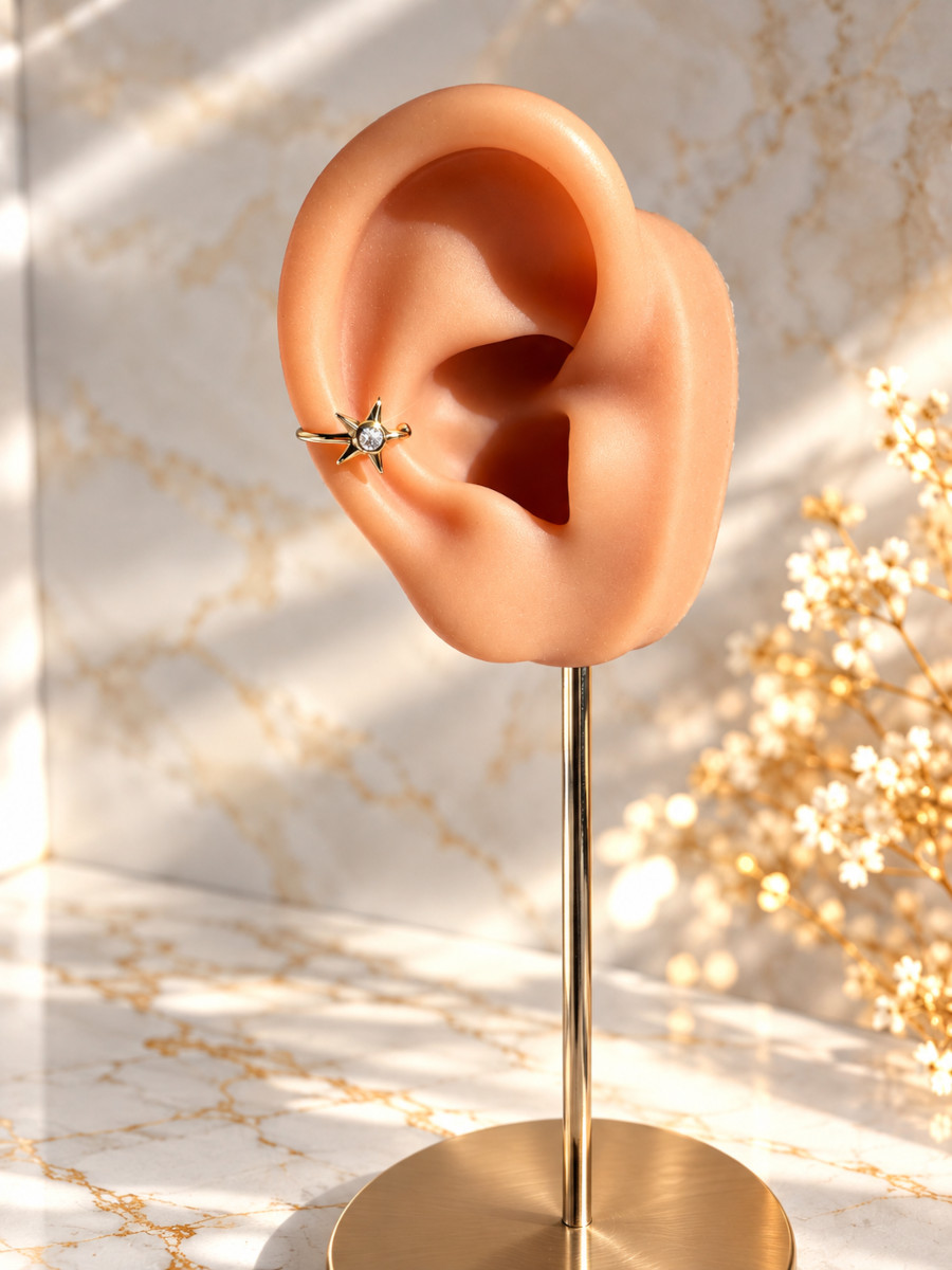 Серьга каффа "Звезда" с цирконом, Xuping Jewelry Серьга каффа "Звезда" с цирконом, Xuping Jewelry