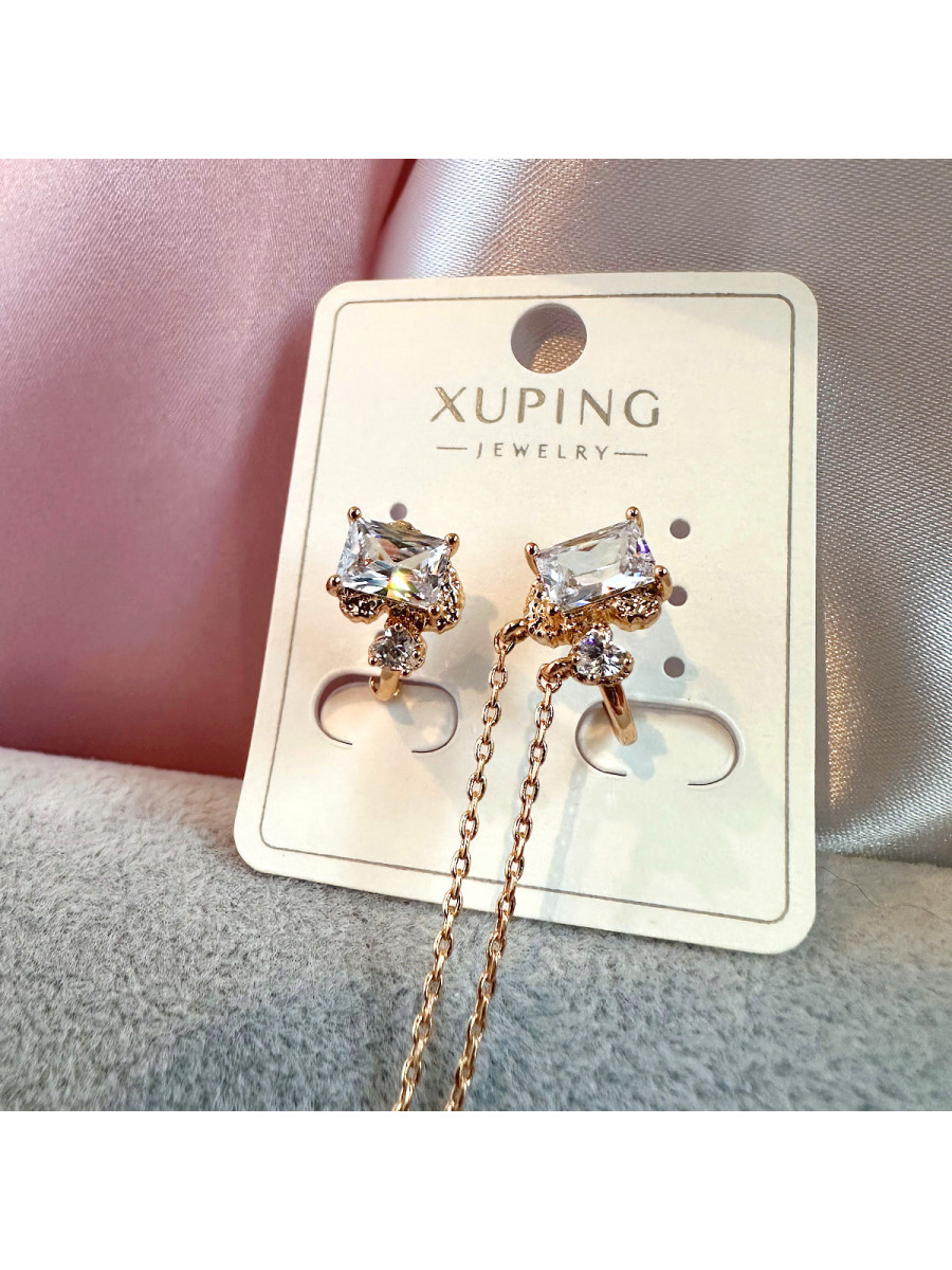Сет из 2-х асимметричных кафф с большими фианитами, Xuping Jewelry Сет из 2-х асимметричных кафф с большими фианитами, Xuping Jewelry