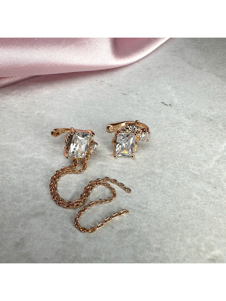 Сет из 2-х асимметричных кафф с большими фианитами, Xuping Jewelry Сет из 2-х асимметричных кафф с большими фианитами, Xuping Jewelry