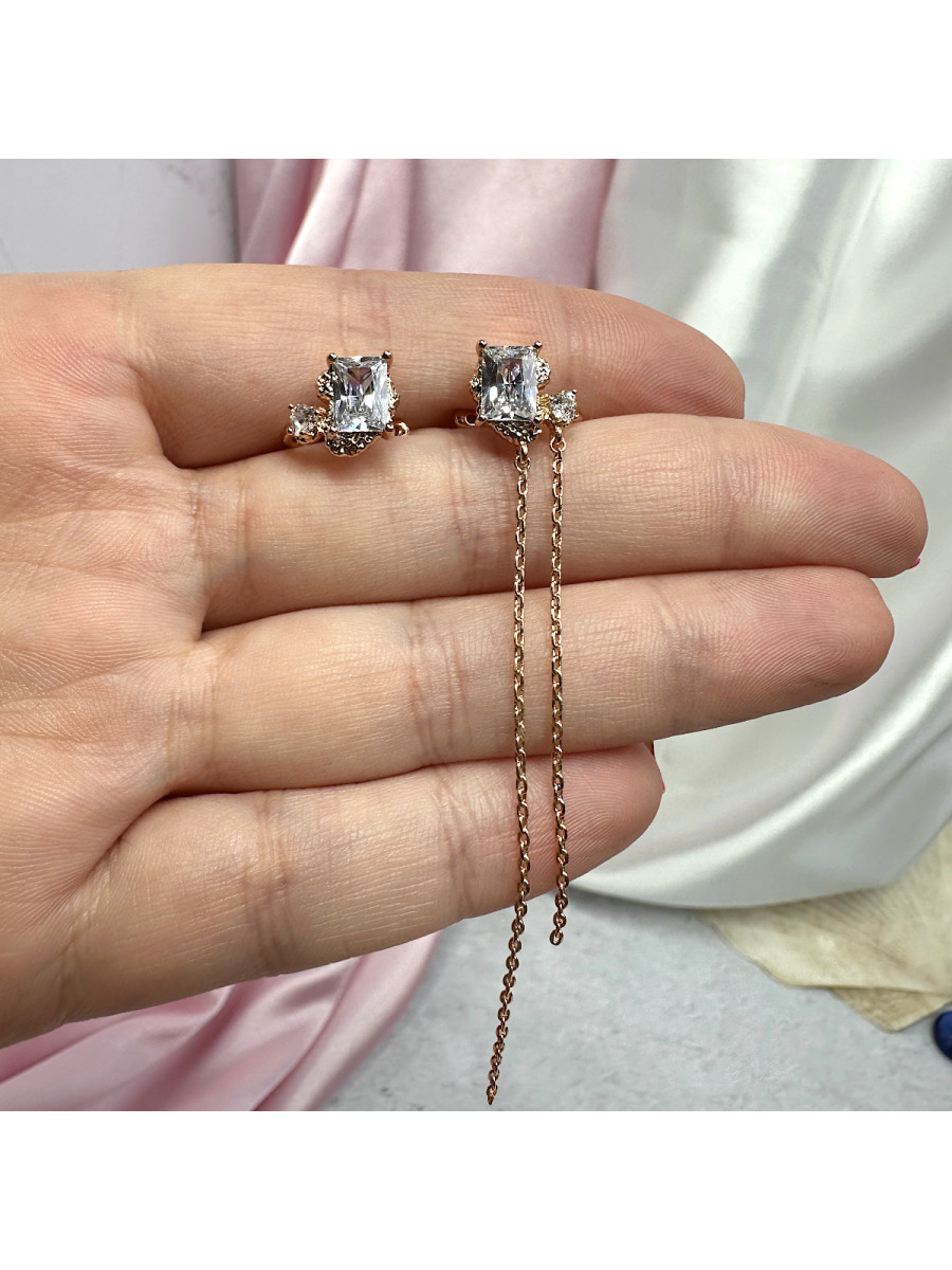 Сет из 2-х асимметричных кафф с большими фианитами, Xuping Jewelry Сет из 2-х асимметричных кафф с большими фианитами, Xuping Jewelry