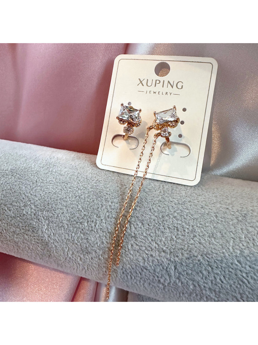Сет из 2-х асимметричных кафф с большими фианитами, Xuping Jewelry Сет из 2-х асимметричных кафф с большими фианитами, Xuping Jewelry