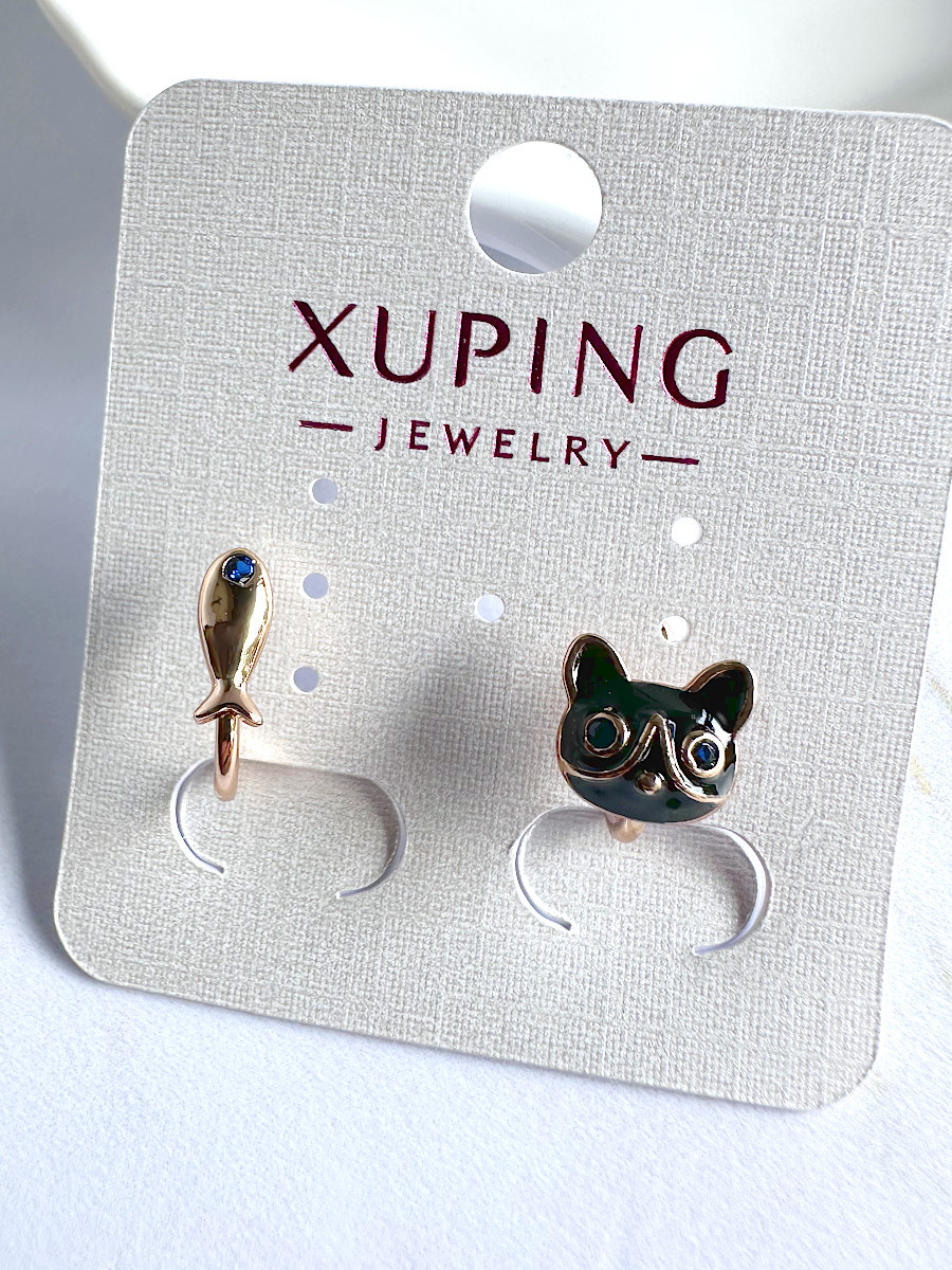 Сет кафф "Кот и рыбка", Xuping Jewelry Сет кафф "Кот и рыбка", Xuping Jewelry