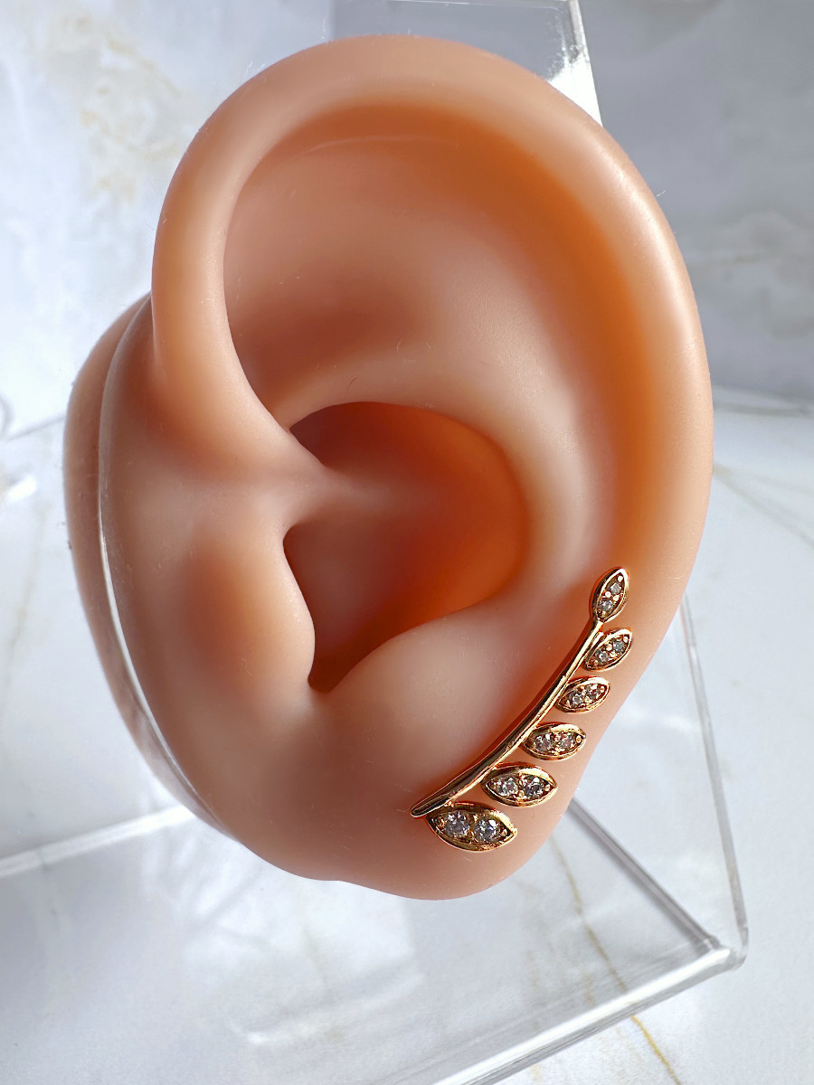 Серьги-клаймберы "Чарующие листья" в золоте, Xuping Jewelry Серьги-клаймберы "Чарующие листья" в золоте, Xuping Jewelry