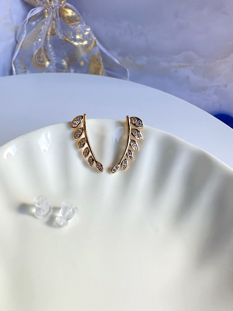 Серьги-клаймберы "Чарующие листья" в золоте, Xuping Jewelry Серьги-клаймберы "Чарующие листья" в золоте, Xuping Jewelry