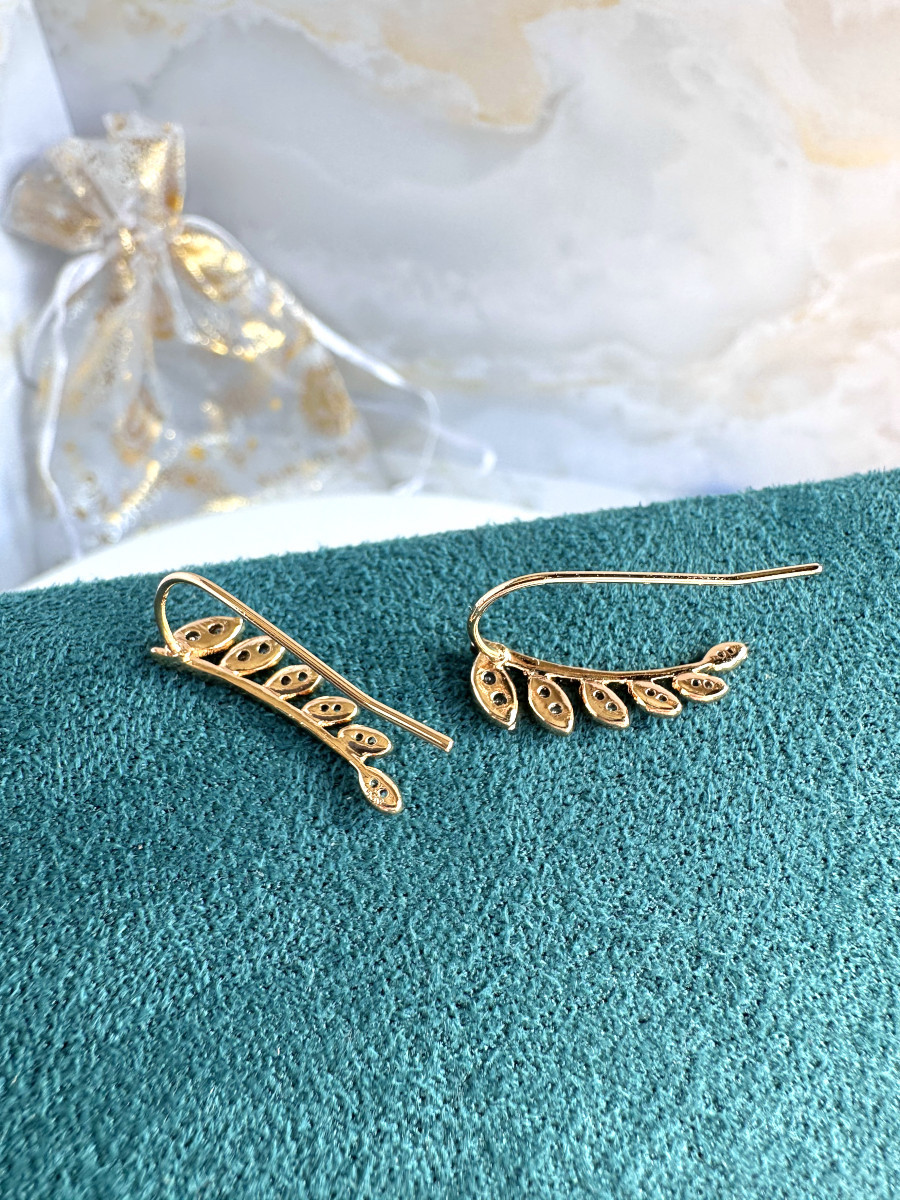Серьги-клаймберы "Чарующие листья" в золоте, Xuping Jewelry Серьги-клаймберы "Чарующие листья" в золоте, Xuping Jewelry