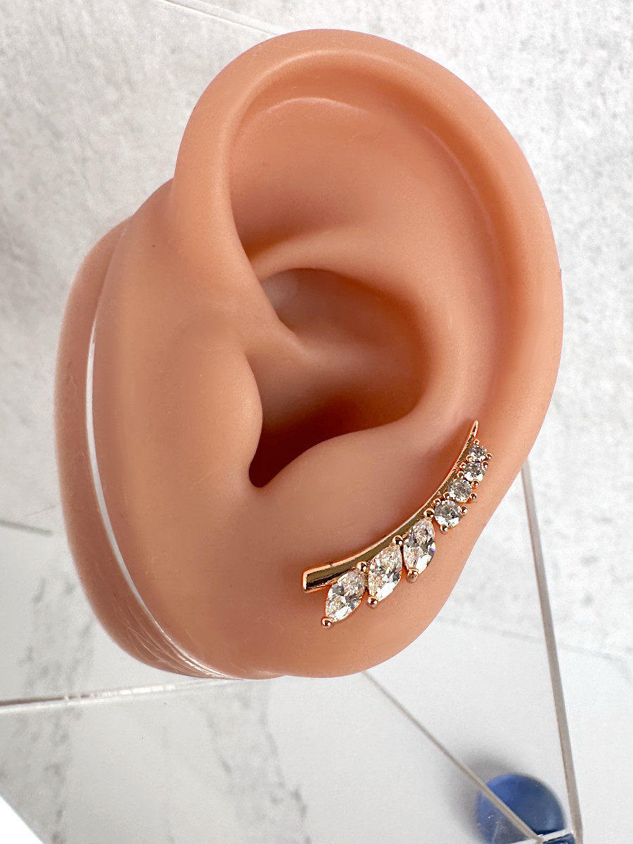 Серьги клаймберы "Нежная ветвь" в золоте, Xuping Jewelry