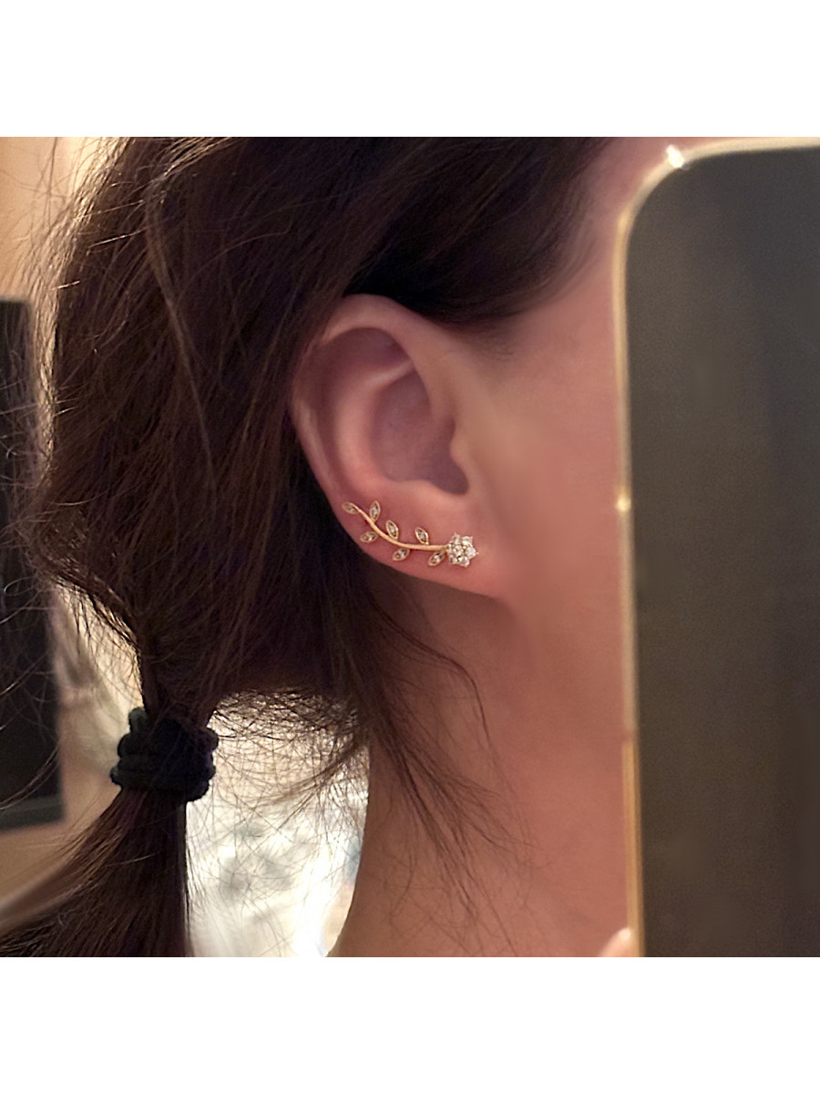 Серьги клаймберы в виде веточки и цветка, Xuping Jewelry