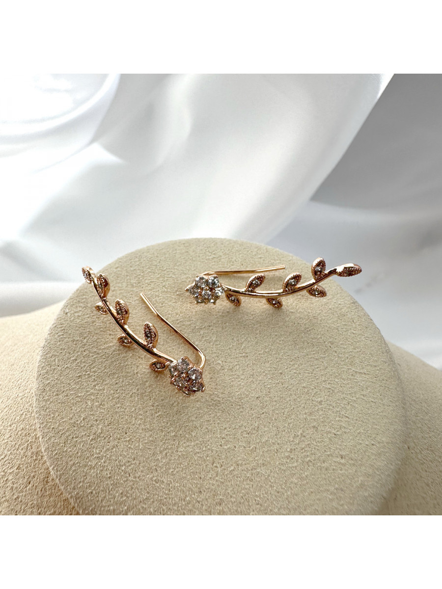 Серьги клаймберы в виде веточки и цветка, Xuping Jewelry