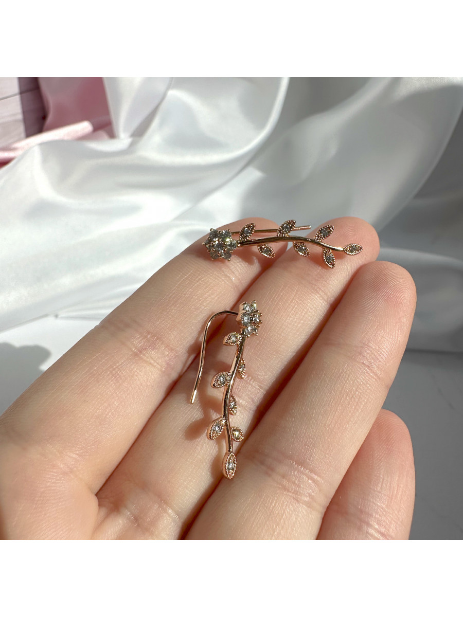 Серьги клаймберы в виде веточки и цветка, Xuping Jewelry