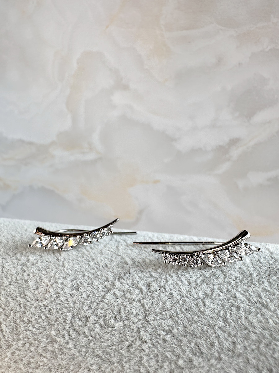 Серьги клаймберы "Нежная ветвь" в серебре, Xuping Jewelry
