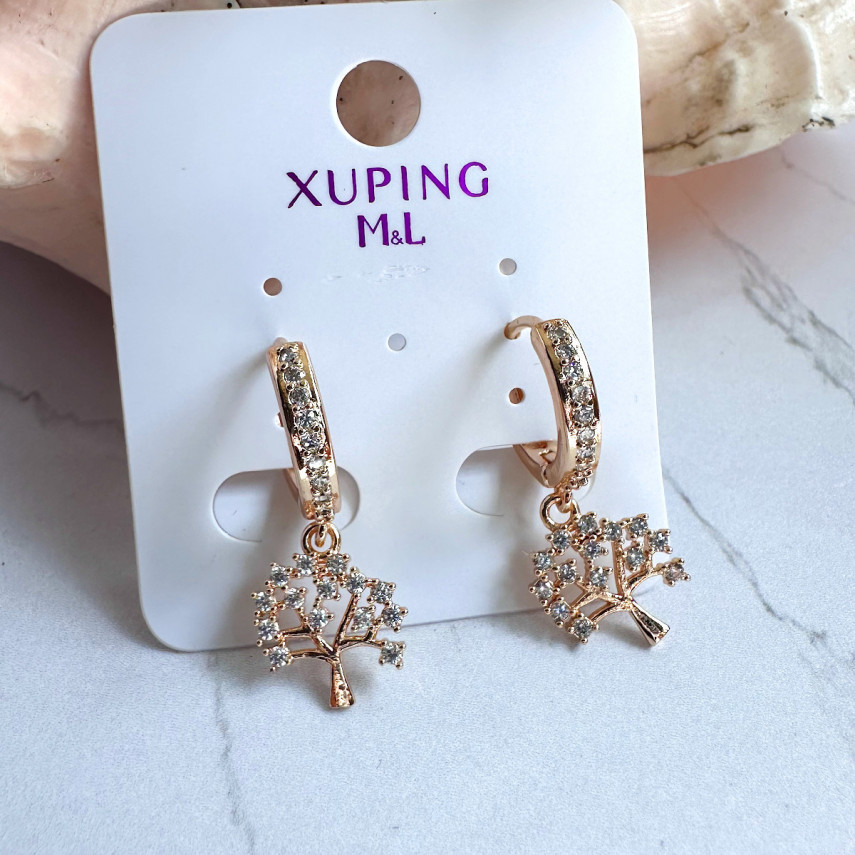 Серьги "Древо Жизни" в позолоте, Xuping Jewelry