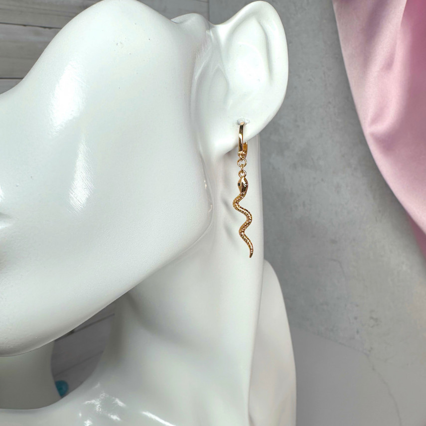 Позолоченные серьги-кольца с подвесками змеями, Xuping Jewelry