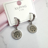 Серьги "Дерево Жизни" в серебре с цирконами, Xuping Jewelry