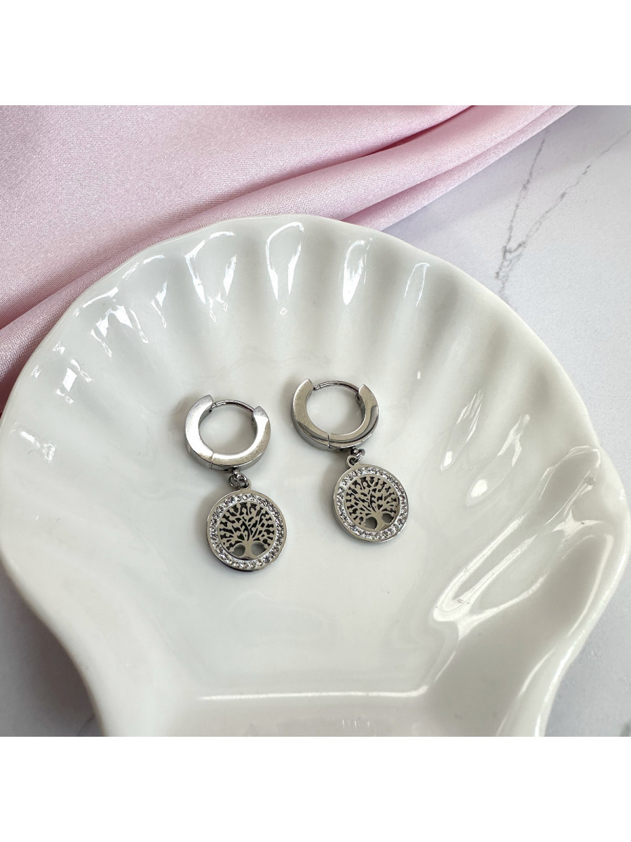 Серьги "Дерево Жизни" в серебре с цирконами, Xuping Jewelry Серьги "Дерево Жизни" в серебре с цирконами, Xuping Jewelry