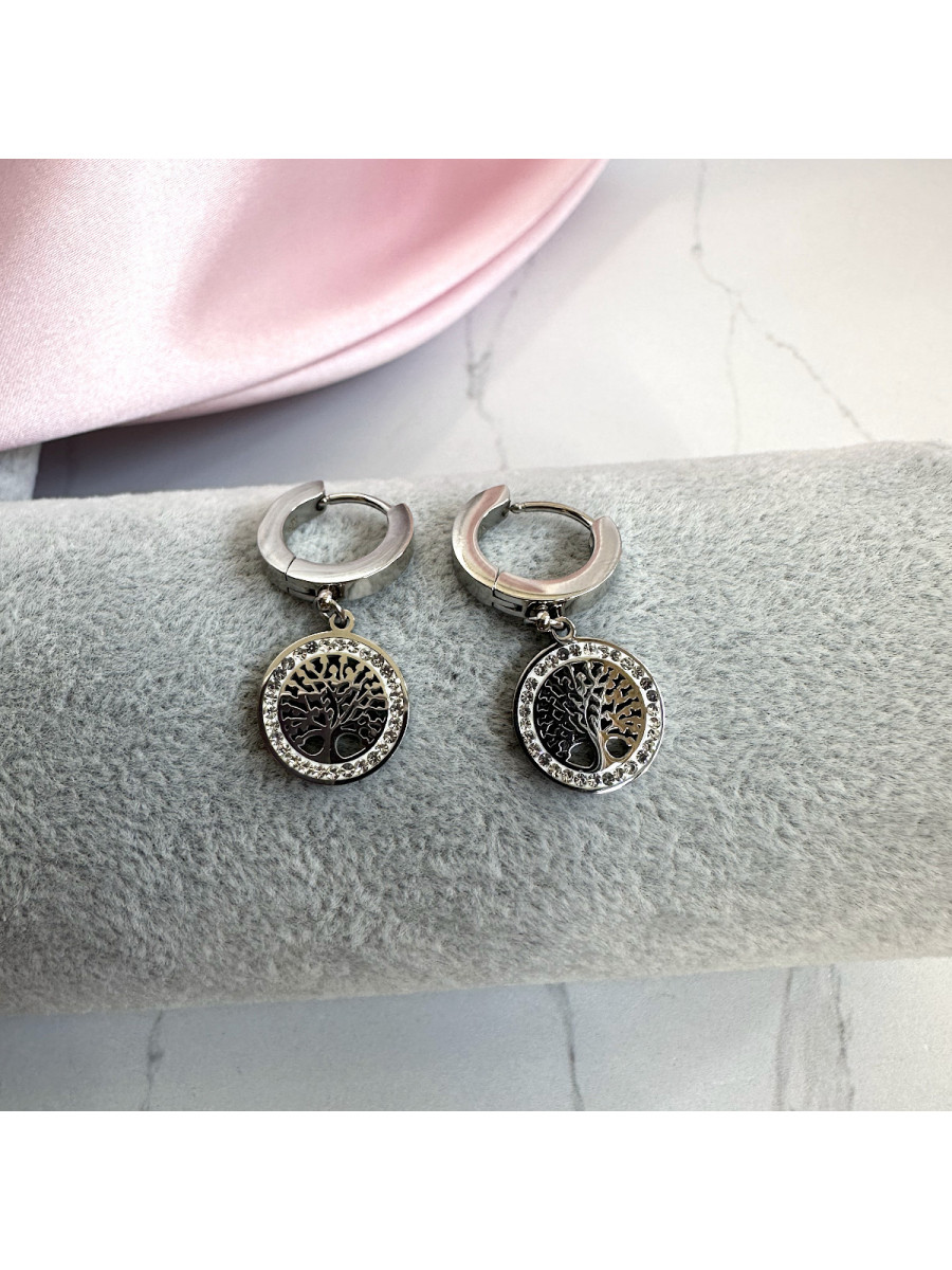Серьги "Дерево Жизни" в серебре с цирконами, Xuping Jewelry Серьги "Дерево Жизни" в серебре с цирконами, Xuping Jewelry