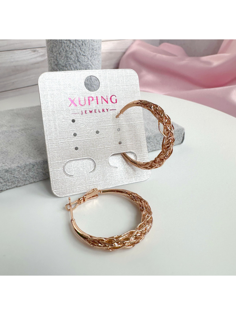 Серьги-конго в переплетенном дизайне (3 см.), позолота, Xuping Jewelry Серьги-конго в переплетенном дизайне (3 см.), позолота, Xuping Jewelry