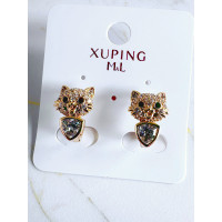 Серьги "Киса-мурыса" с прозрачными фианитами, Xuping Jewelry