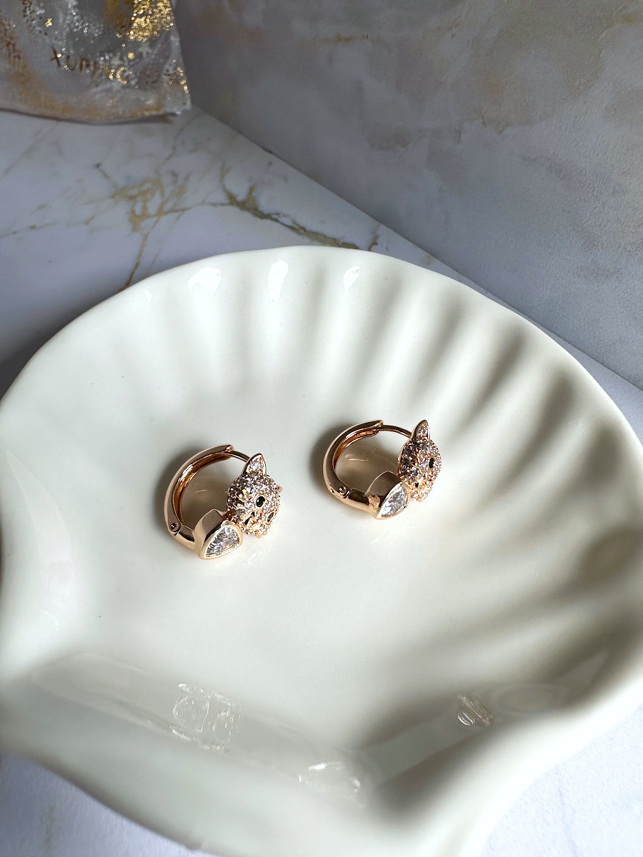 Серьги "Киса-мурыса" с прозрачными фианитами, Xuping Jewelry