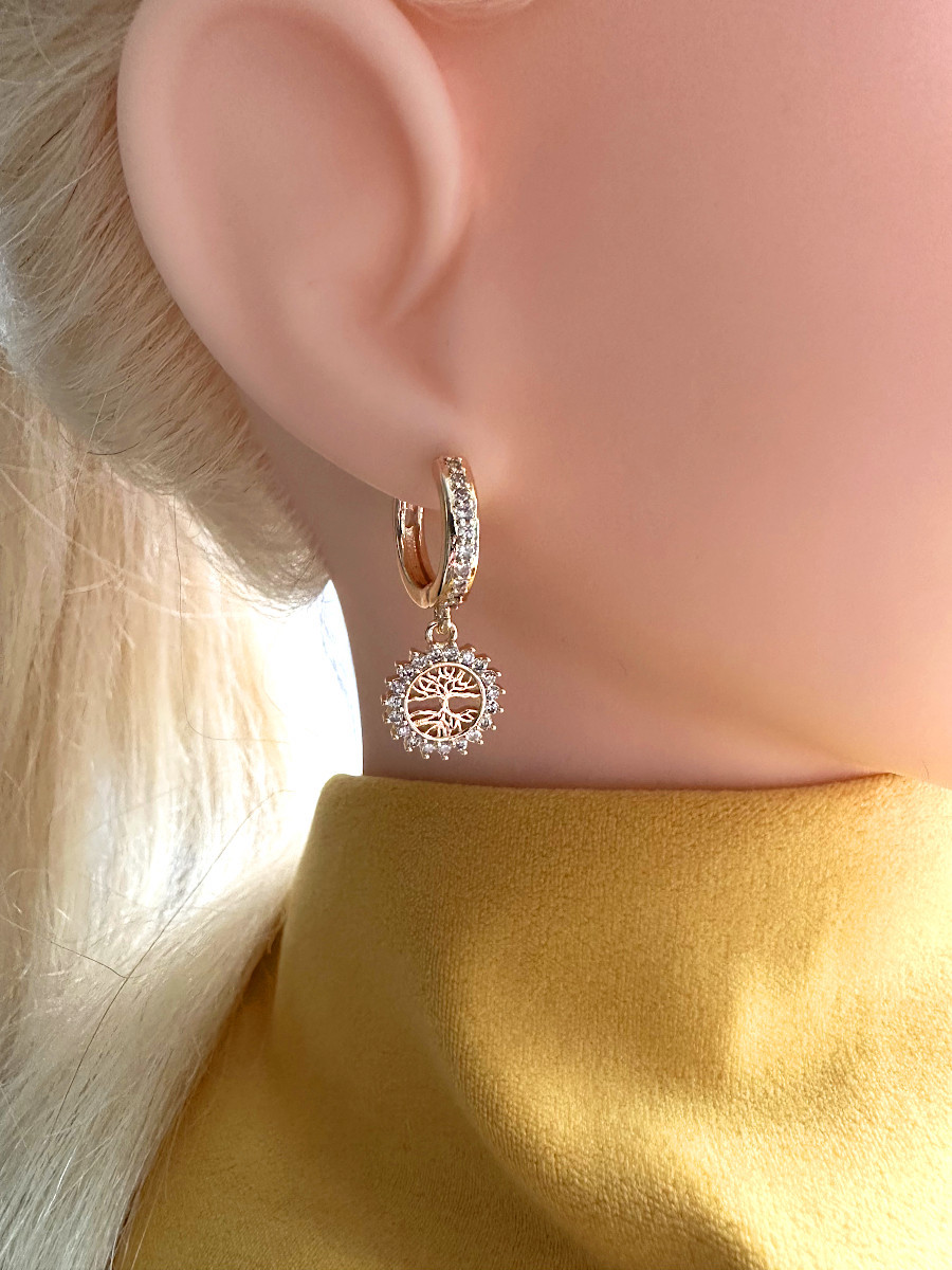 Серьги-кольца с подвеской - Древом Жизни, Xuping Jewelry