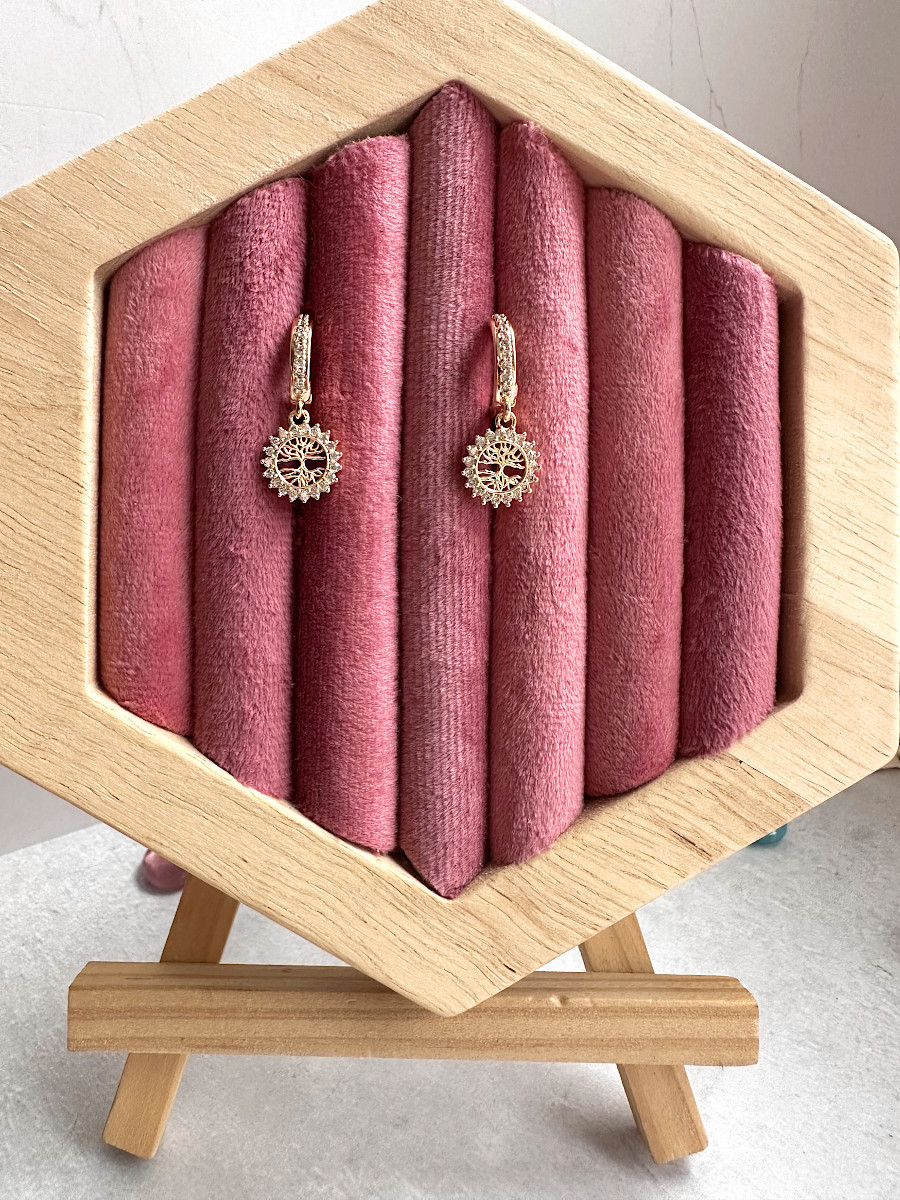 Серьги-кольца с подвеской - Древом Жизни, Xuping Jewelry