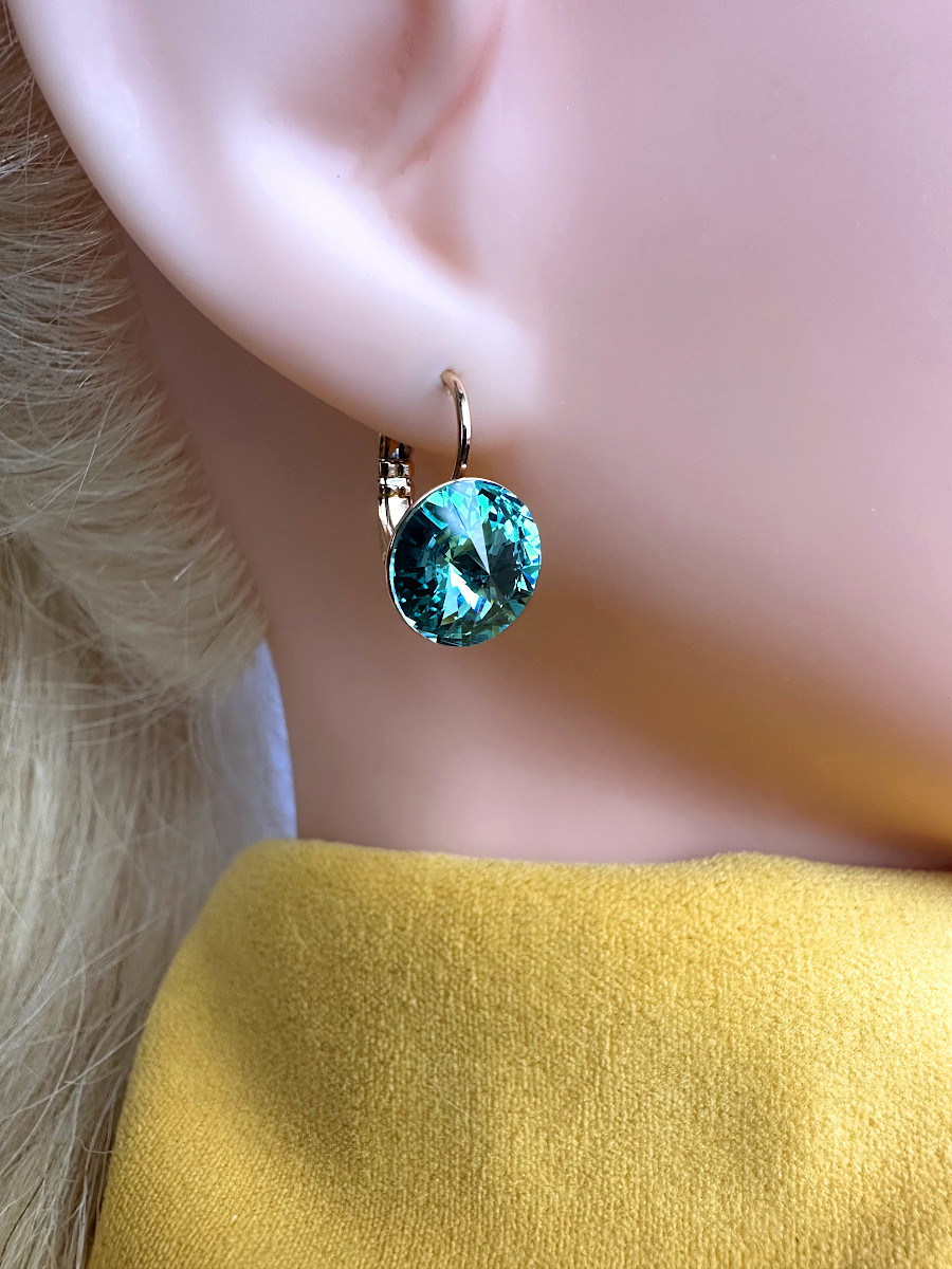 Серьги "Crystals" с кристаллами Сваровски цвета морской волны, Xuping Jewelry Серьги "Crystals" с кристаллами Сваровски цвета морской волны, Xuping Jewelry