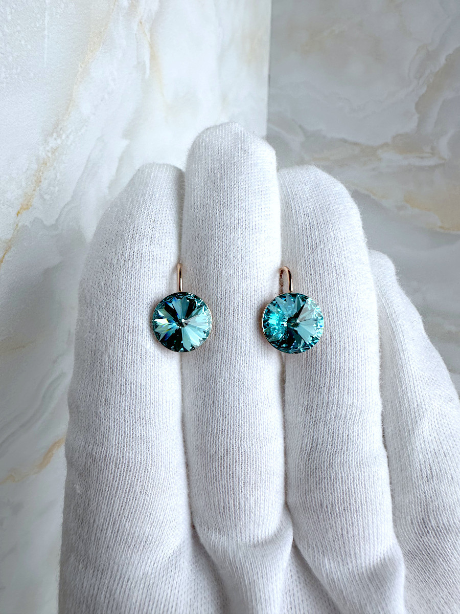 Серьги "Crystals" с кристаллами Сваровски цвета морской волны, Xuping Jewelry Серьги "Crystals" с кристаллами Сваровски цвета морской волны, Xuping Jewelry