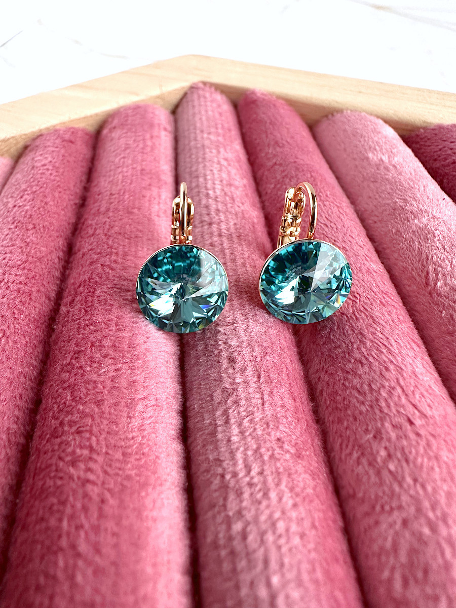 Серьги "Crystals" с кристаллами Сваровски цвета морской волны, Xuping Jewelry Серьги "Crystals" с кристаллами Сваровски цвета морской волны, Xuping Jewelry