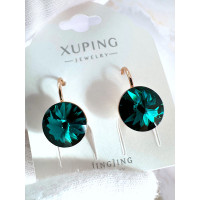 Серьги "Crystals" с зелёными кристаллами Сваровски, Xuping Jewelry