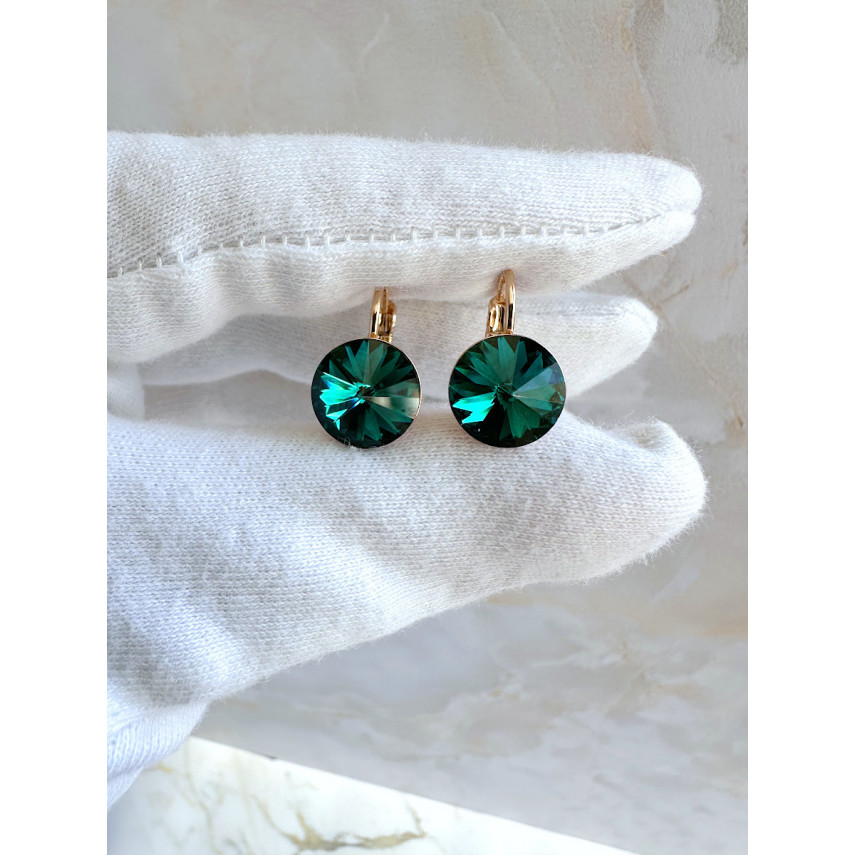 Серьги "Crystals" с зелёными кристаллами Сваровски, Xuping Jewelry