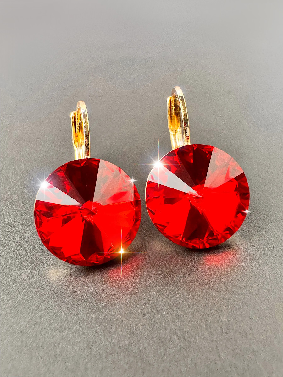 Серьги "Crystals" с красными кристаллами Сваровски, Xuping Jewelry