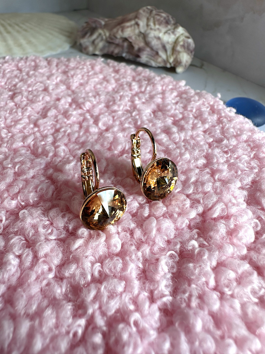 Серьги "Crystals" с кристаллами Сваровски цвета шампань, Xuping Jewelry