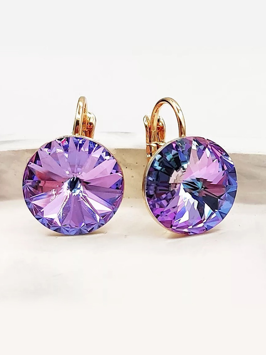 Серьги "Crystals" с фиолетовыми кристаллами Сваровски, Xuping Jewelry Серьги "Crystals" с фиолетовыми кристаллами Сваровски, Xuping Jewelry