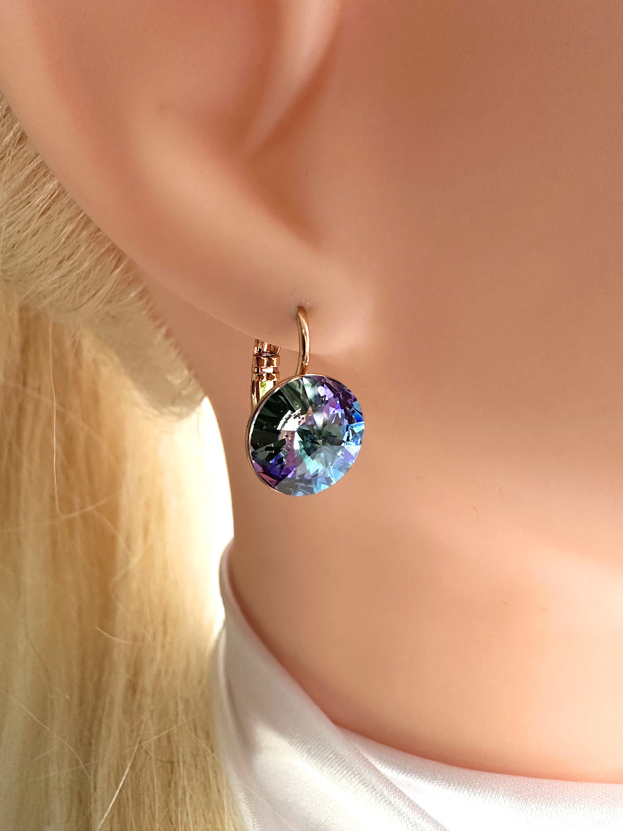 Серьги "Crystals" с фиолетовыми кристаллами Сваровски, Xuping Jewelry Серьги "Crystals" с фиолетовыми кристаллами Сваровски, Xuping Jewelry