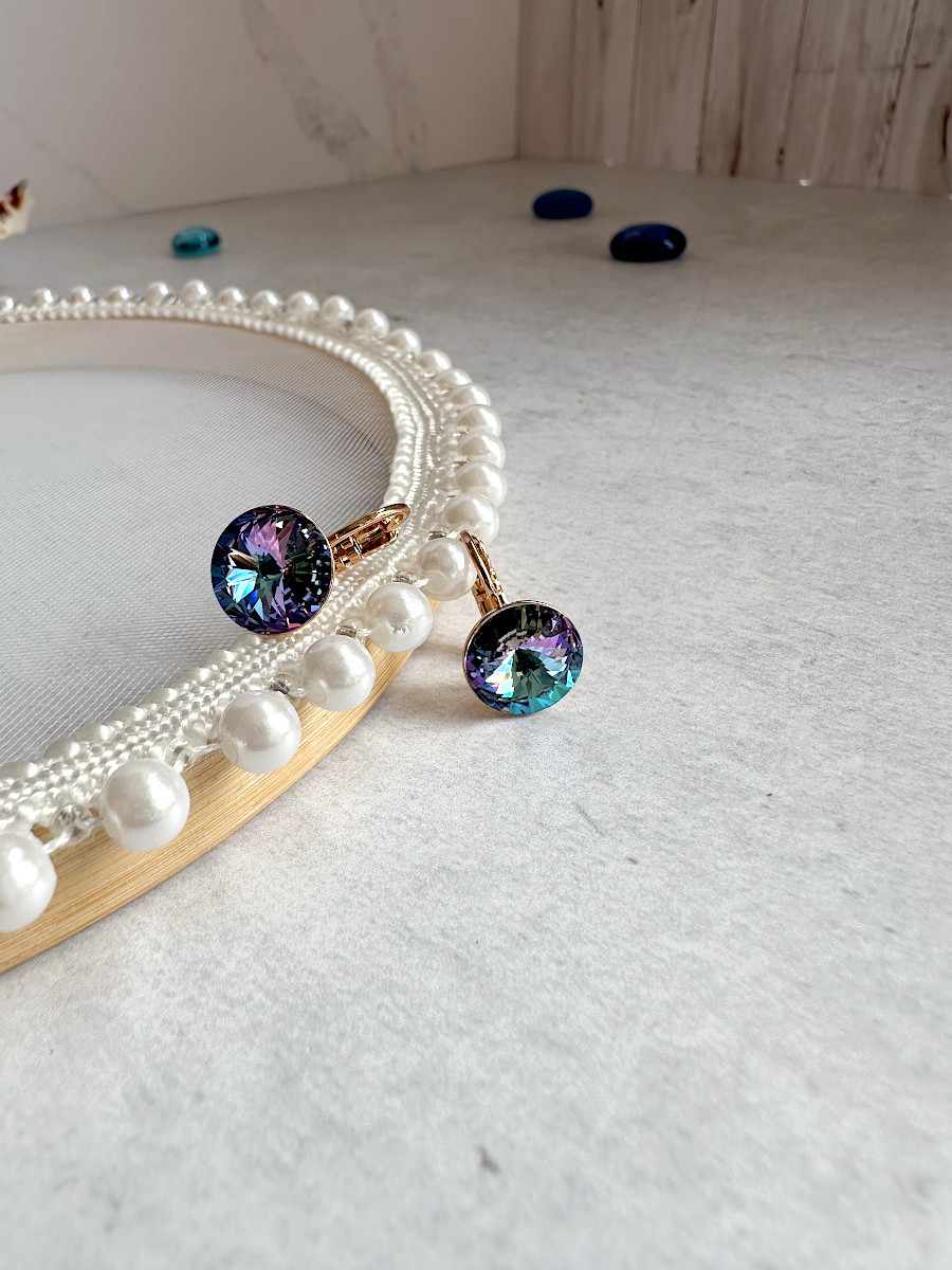 Серьги "Crystals" с фиолетовыми кристаллами Сваровски, Xuping Jewelry Серьги "Crystals" с фиолетовыми кристаллами Сваровски, Xuping Jewelry