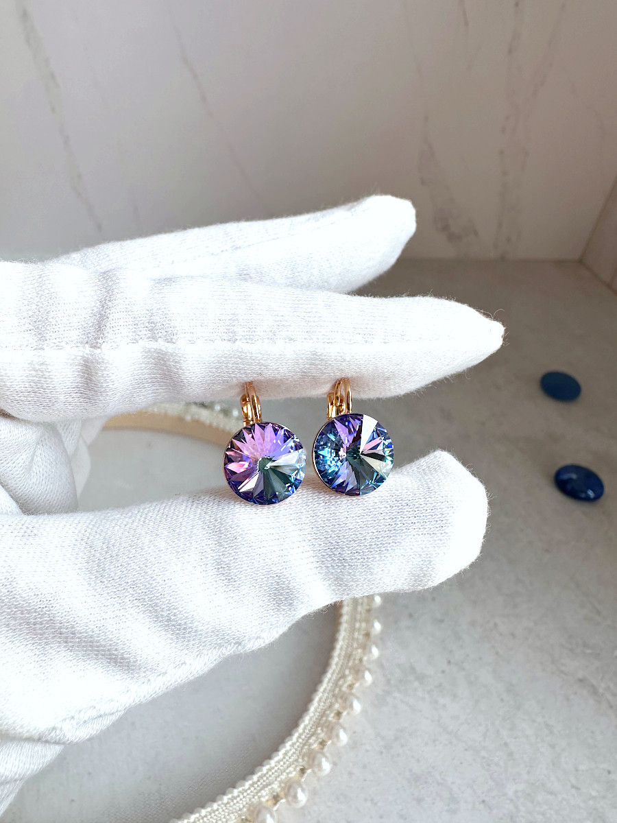 Серьги "Crystals" с фиолетовыми кристаллами Сваровски, Xuping Jewelry Серьги "Crystals" с фиолетовыми кристаллами Сваровски, Xuping Jewelry