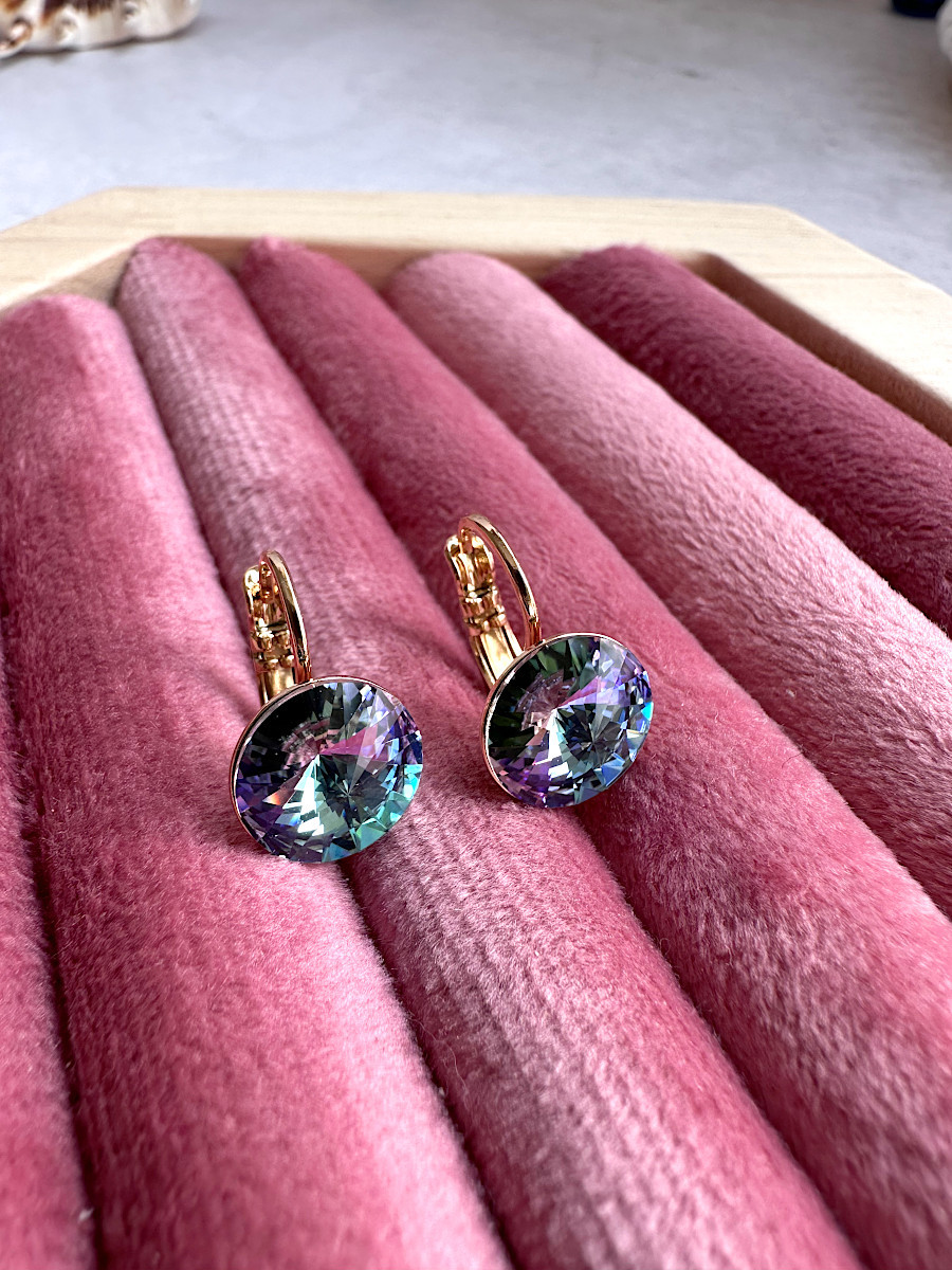 Серьги "Crystals" с фиолетовыми кристаллами Сваровски, Xuping Jewelry Серьги "Crystals" с фиолетовыми кристаллами Сваровски, Xuping Jewelry