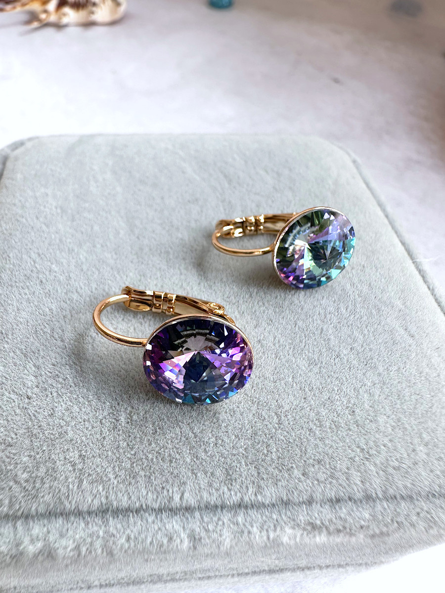 Серьги "Crystals" с фиолетовыми кристаллами Сваровски, Xuping Jewelry Серьги "Crystals" с фиолетовыми кристаллами Сваровски, Xuping Jewelry
