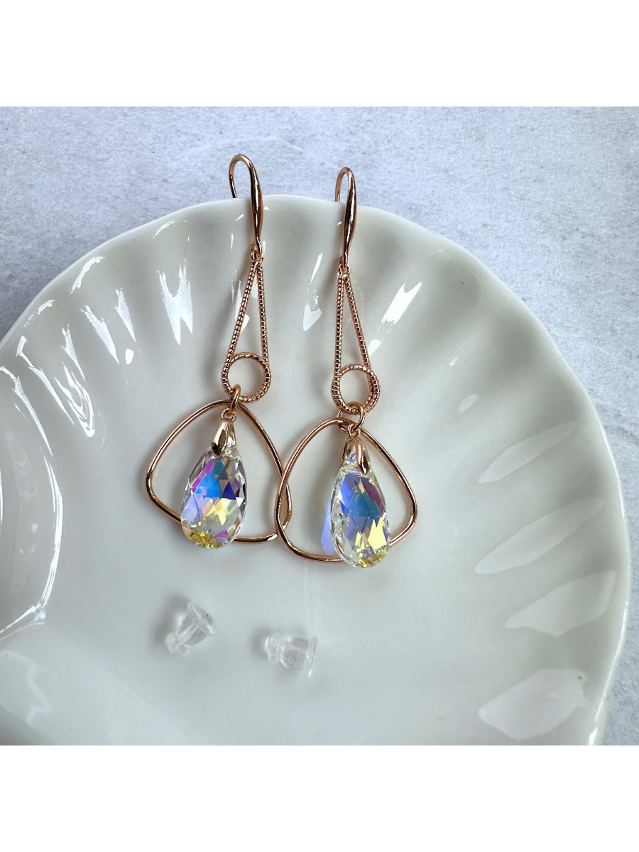 Длинные серьги-подвески с кристаллами Сваровски желтый хамелеон, Xuping Jewelry Длинные серьги-подвески с кристаллами Сваровски желтый хамелеон, Xuping Jewelry