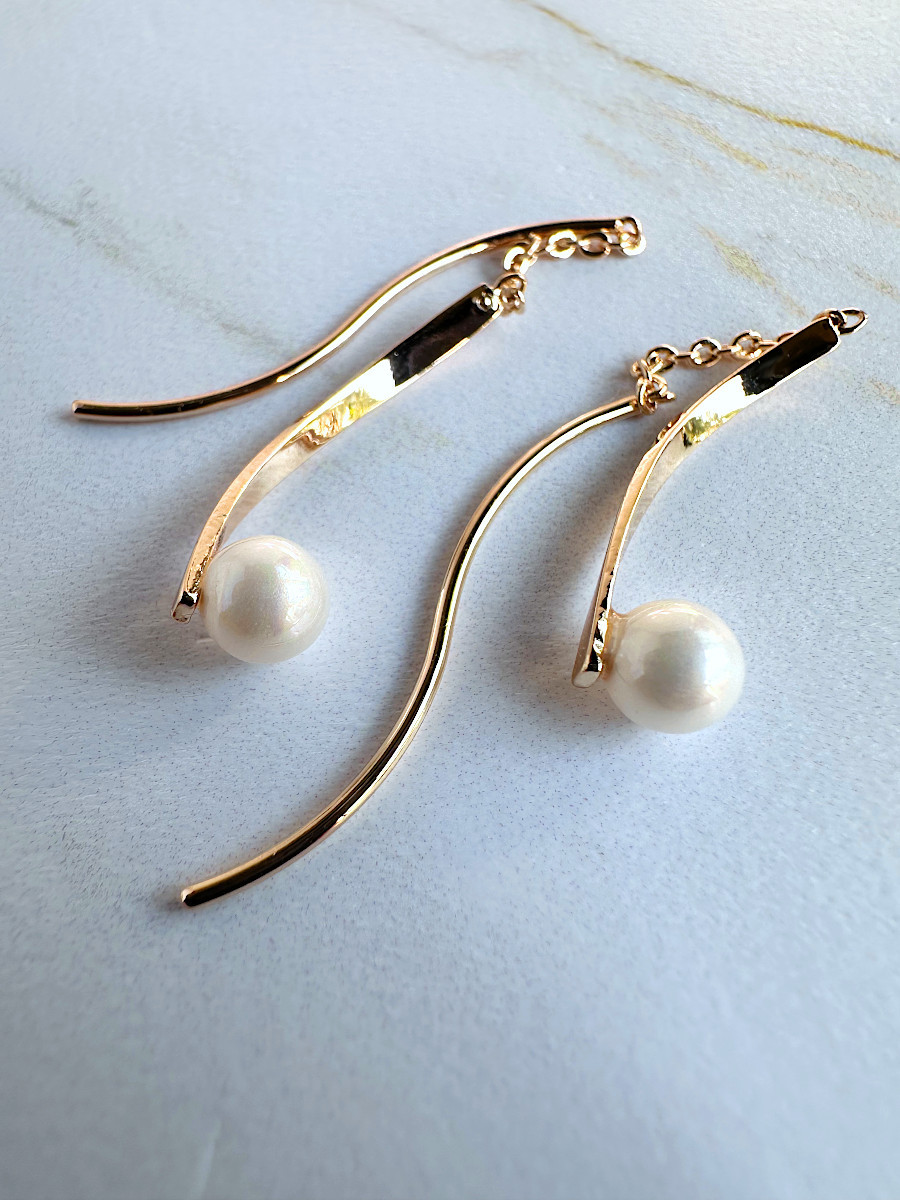 Фигурные серьги-продёвки с жемчужиной, Xuping Jewelry