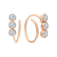 Позолоченные серьги-роллы с цирконами, Xuping Jewelry