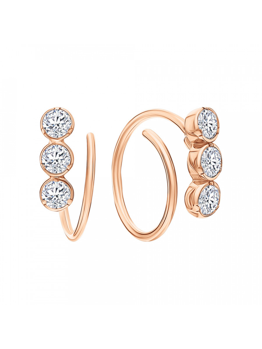 Позолоченные серьги-роллы с цирконами, Xuping Jewelry