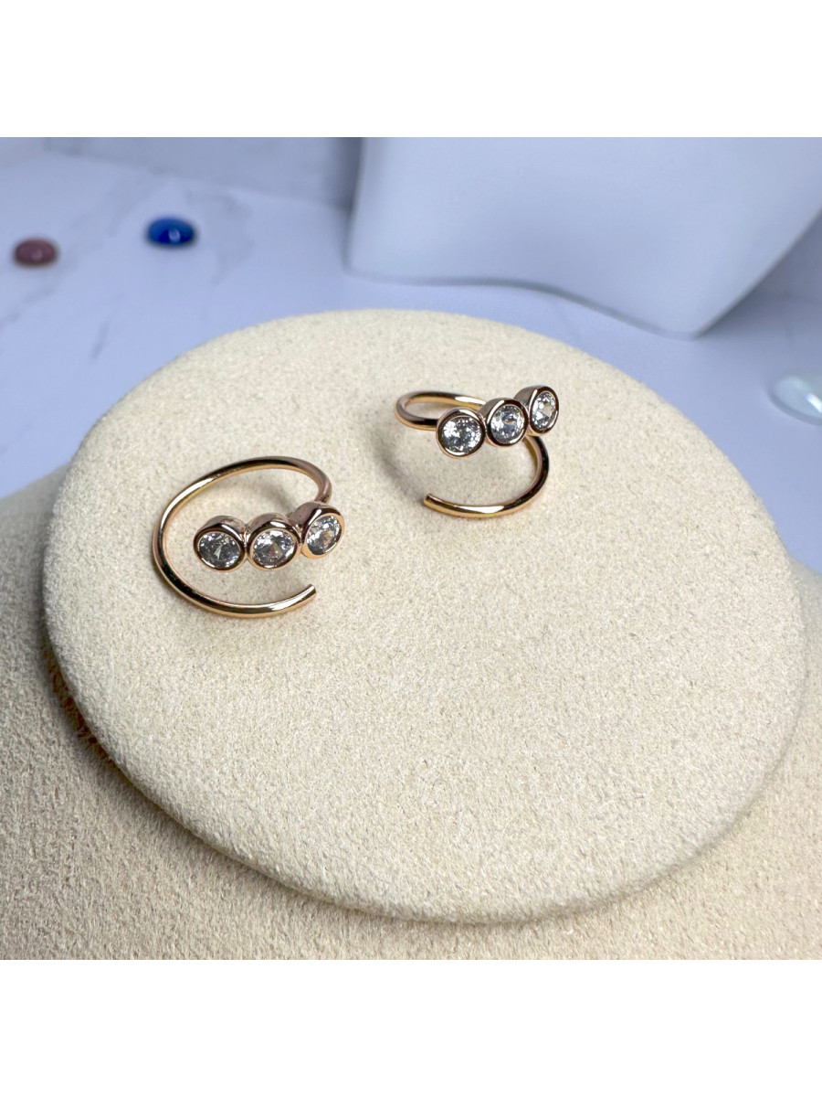 Позолоченные серьги-роллы с цирконами, Xuping Jewelry