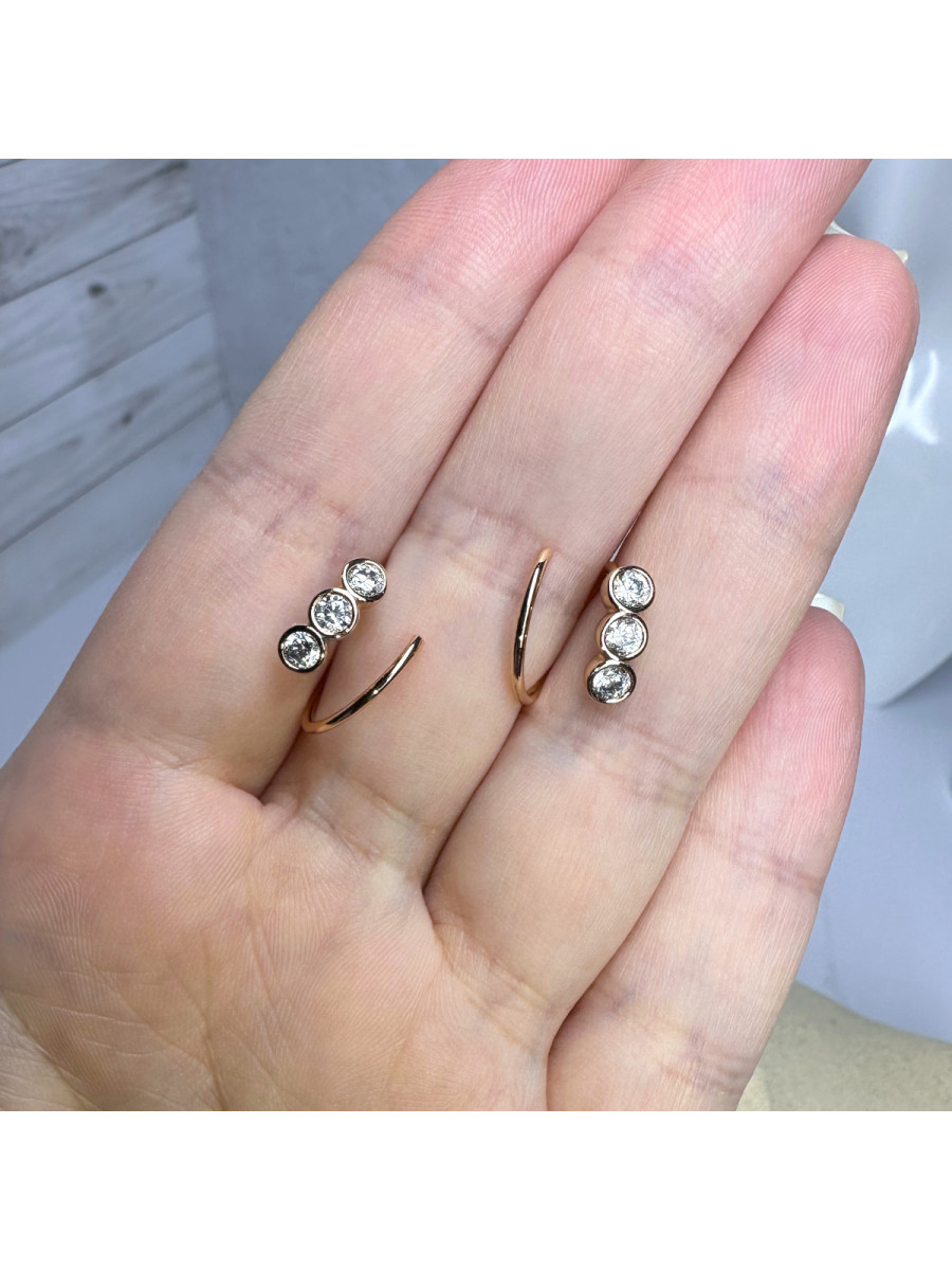 Позолоченные серьги-роллы с цирконами, Xuping Jewelry