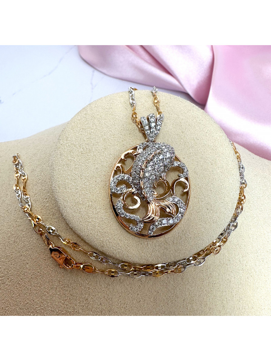 Подвеска на удачу "Золотая рыбка" с цепочкой 45 см., Xuping Jewelry