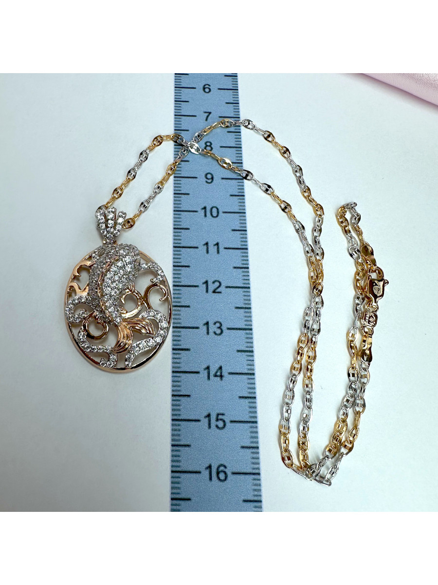 Подвеска на удачу "Золотая рыбка" с цепочкой 45 см., Xuping Jewelry