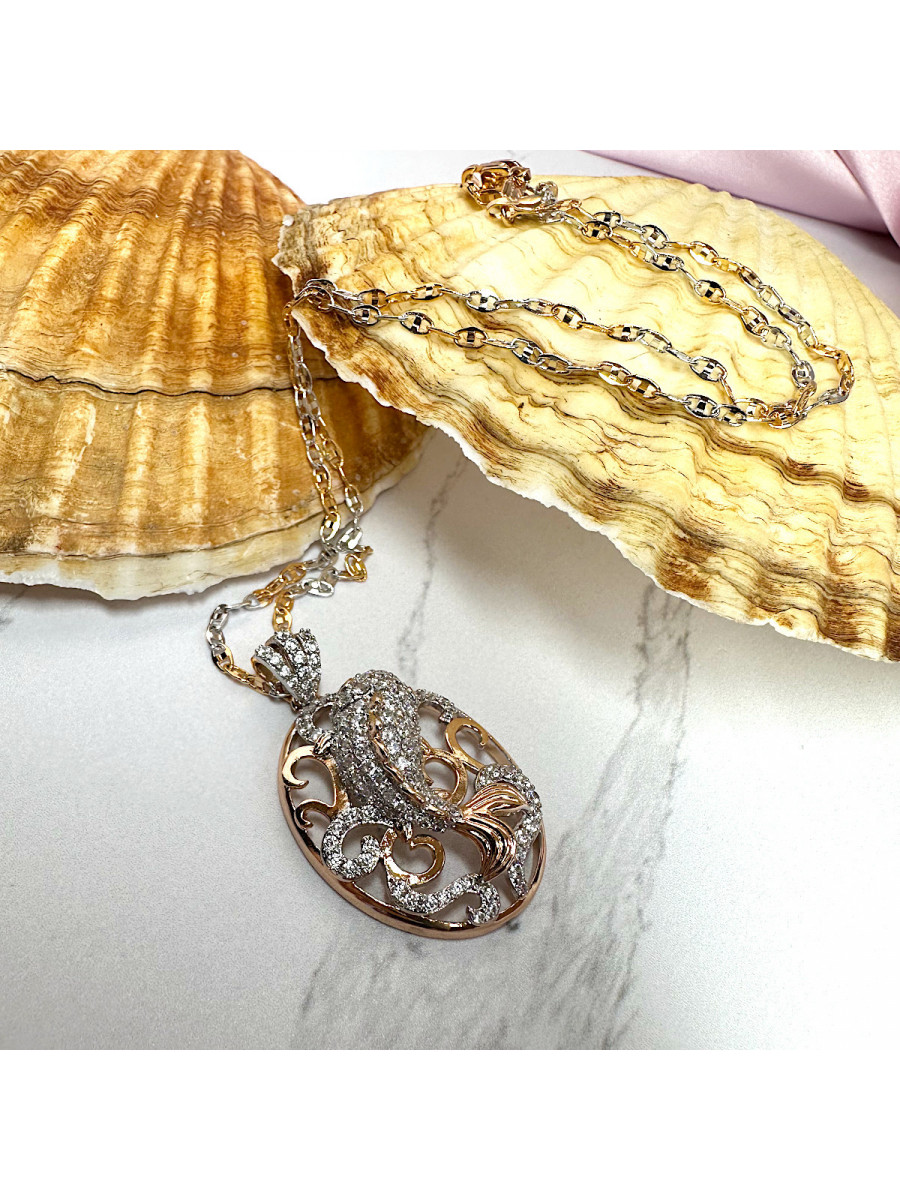 Подвеска на удачу "Золотая рыбка" с цепочкой 45 см., Xuping Jewelry